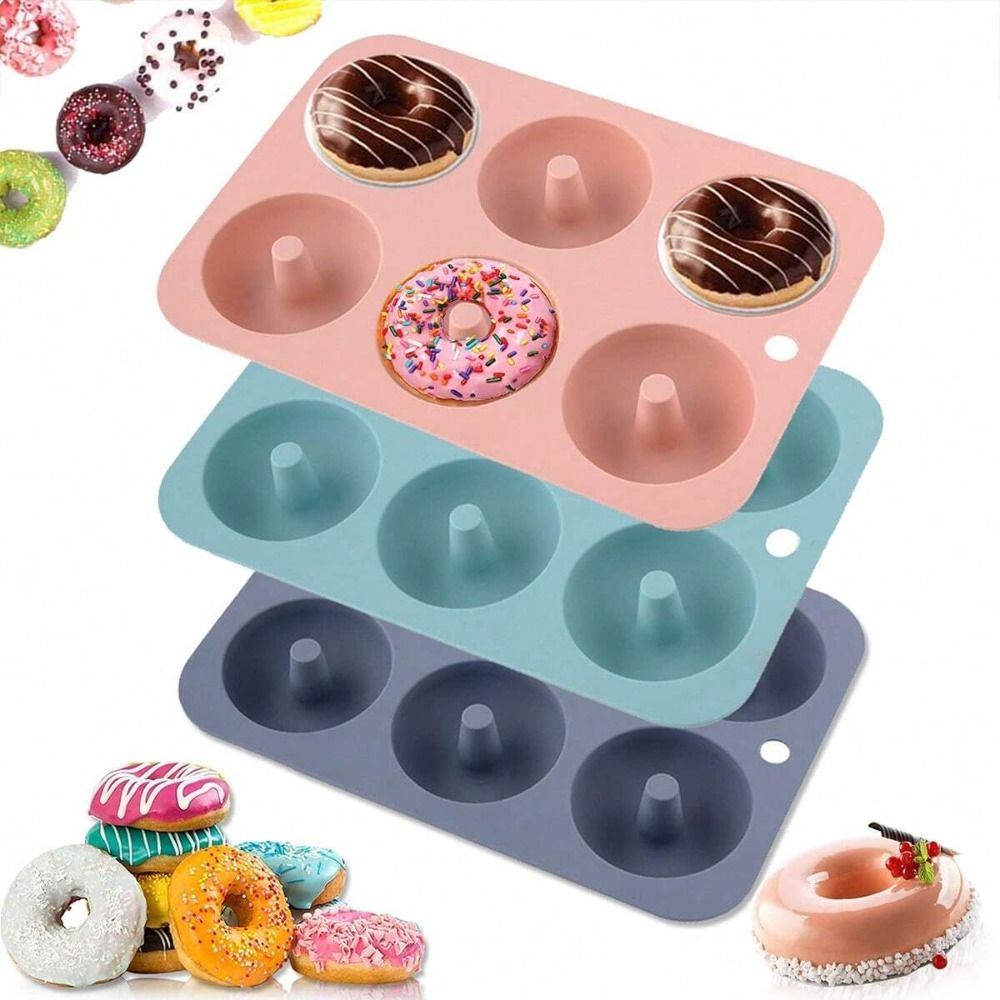 Donut Mold Silicone - Neue Silikon-Donut-Form, Antihaftbeschichtete Lebensmittelqualität, Flexible 6-Loch-Kuchenform,