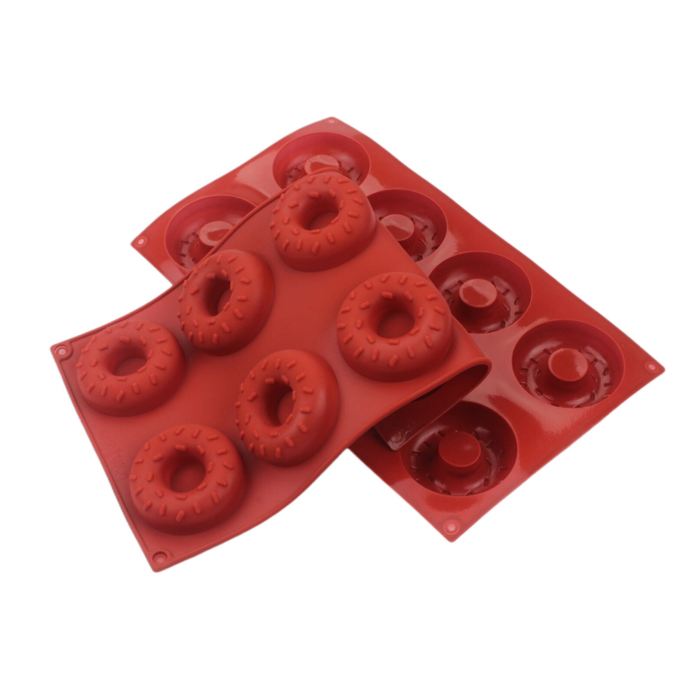 Donut Mold Silicone - 8-Loch Silikon-Donutform mit Verzierung, Schokoladen-Mousse-Dessertform, Gelee-Pudding-Süßigkeiten-Fließsand-Kuchenbackform